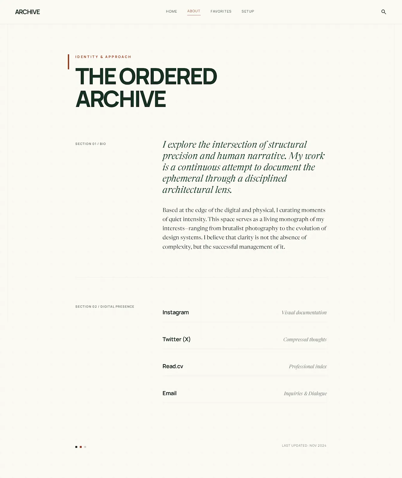 My about page when I exported it